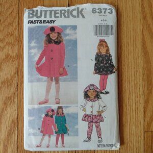 Vintage Girls Size 4-6 Sewing Pattern Dress, Top, Leggings and Hat UNCUT 6373